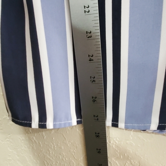 Wishful Park Blue Striped Blouse Womens Medium Zip Up Neckline Business - Picture 6 of 8
